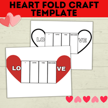 Load image into Gallery viewer, Heart Craft | Valentine's Day Craft | Folding Heart Craft | Kids Crafts | Party Crafts | Love Craft | I love you Craft for Kids | Printable