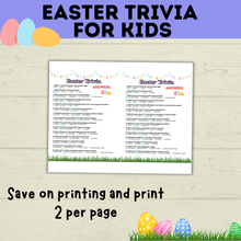Load image into Gallery viewer, Easter Trivia for Kids | Kid's Trivia | Easter Printables | Easter Games | Kids Games | Classroom Games | Party Games | PDF download