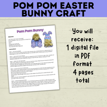 Load image into Gallery viewer, Easter Crafts | Easter Bunny Crafts | Pom Pom Easter Bunny | Kids Easter Crafts | Easter Printables | Easter Activities | Kids Crafts