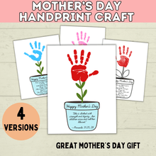 Load image into Gallery viewer, Mom Handprint Craft | Mother's Day Handprint Art | Handprint Art Craft | Handprint Flower | Flower Craft | Handprint Keepsake