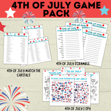Load image into Gallery viewer, 4th of July Games Pack | 4th of July Bundle | 4th of July Party Games Pack | Kids Games | Family Games | 4th of July Printables