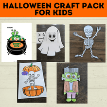 Load image into Gallery viewer, Halloween Craft Pack for Kids | Halloween Crafts | Skeleton Craft | Pumpkin Craft | Surprise Craft | Classroom Craft | Ghost Craft | PDF