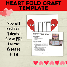 Load image into Gallery viewer, Heart Craft | Valentine's Day Craft | Folding Heart Craft | Kids Crafts | Party Crafts | Love Craft | I love you Craft for Kids | Printable