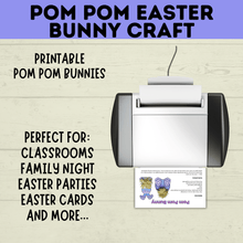 Load image into Gallery viewer, Easter Crafts | Easter Bunny Crafts | Pom Pom Easter Bunny | Kids Easter Crafts | Easter Printables | Easter Activities | Kids Crafts