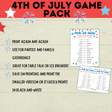 Load image into Gallery viewer, 4th of July Games Pack | 4th of July Bundle | 4th of July Party Games Pack | Kids Games | Family Games | 4th of July Printables