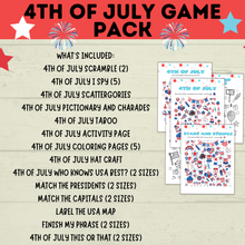 Load image into Gallery viewer, 4th of July Games Pack | 4th of July Bundle | 4th of July Party Games Pack | Kids Games | Family Games | 4th of July Printables