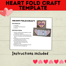 Load image into Gallery viewer, Heart Craft | Valentine's Day Craft | Folding Heart Craft | Kids Crafts | Party Crafts | Love Craft | I love you Craft for Kids | Printable