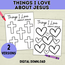 Load image into Gallery viewer, Jesus Craft | Things I Love About Jesus | Easter Craft | Sunday School Craft | Sunday School Lessons | Jesus Loves You | Bible Study |