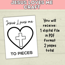 Load image into Gallery viewer, Jesus Loves You Craft | Jesus | Craft | Kids Craft Template | Toddler Craft | Sunday School Craft | Easter Craft | Bible Study