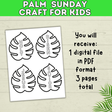 Load image into Gallery viewer, Palm Sunday Craft | Palm Leaf Craft | Sunday School Craft | Easter Craft | Holy Week Craft | Craft Template | Easter Story