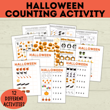 Load image into Gallery viewer, Halloween Counting Activity for Kids and Preschoolers | Counting for Preschoolers | Numbers | Math Worksheets | Math for Preschool