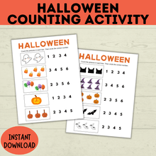 Load image into Gallery viewer, Halloween Counting Activity for Kids and Preschoolers | Counting for Preschoolers | Numbers | Math Worksheets | Math for Preschool
