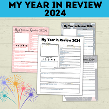 Load image into Gallery viewer, 2024 Time Capsule Sheets | New Year's Eve Printable | New Year's Eve Game | My Year in Review 2023 | PDF Download | Kids Questions
