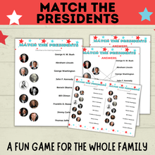 Load image into Gallery viewer, Match the President Game | Kids Games | 4th of July Games | Classroom Games | History Games | Independence Day | Kids Printables