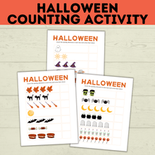 Load image into Gallery viewer, Halloween Counting Activity for Kids and Preschoolers | Counting for Preschoolers | Numbers | Math Worksheets | Math for Preschool