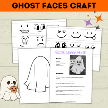 Load image into Gallery viewer, Ghost Craft | Ghost Faces Craft | Halloween Craft | Kids Craft | Craft Template | Ghost Activity | Halloween Printables for kids | Party