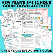 Load image into Gallery viewer, New Year's Eve 12-Hour Countdown Activity for Kids | NYE Games | Kids Games | NYE Printables