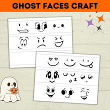 Load image into Gallery viewer, Ghost Craft | Ghost Faces Craft | Halloween Craft | Kids Craft | Craft Template | Ghost Activity | Halloween Printables for kids | Party