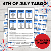 Load image into Gallery viewer, 4th of July Taboo Game for Kids and Adults | Games for Kids