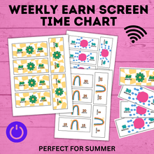 Load image into Gallery viewer, Weekly Earn Screen Time Chart for Kids | Screen Time Chart | TV Chart | Cell Phone Chart | Electronic Chart | Chore Chart | Kids Chart
