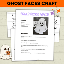 Load image into Gallery viewer, Ghost Craft | Ghost Faces Craft | Halloween Craft | Kids Craft | Craft Template | Ghost Activity | Halloween Printables for kids | Party