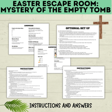 Load image into Gallery viewer, Bible Escape Room | Easter Escape Room | Mystery of the Empty Tomb Escape Room | Printable Escape Room | Easter Games | Escape Room for Kids
