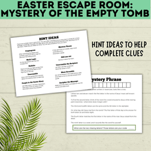 Load image into Gallery viewer, Bible Escape Room | Easter Escape Room | Mystery of the Empty Tomb Escape Room | Printable Escape Room | Easter Games | Escape Room for Kids