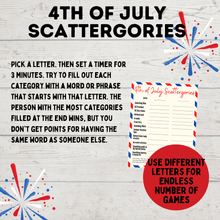 Load image into Gallery viewer, 4th of July Scattergories for Kids and Adults | Kids Games