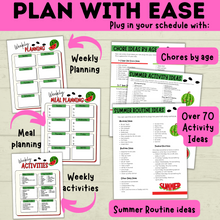 Load image into Gallery viewer, Summer Planner | Summer Schedule | Summer Activities | Summer Printable | Summer Fun | Chore Chart | Sample Schedule | Activity Ideas