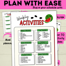 Load image into Gallery viewer, Summer Planner | Summer Schedule | Summer Activities | Summer Printable | Summer Fun | Chore Chart | Sample Schedule | Activity Ideas