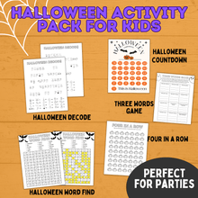 Load image into Gallery viewer, Halloween Activity Pack for Kids | Halloween Games | Halloween Activities | Kids Games | Party Games | Halloween Party | Printable Pack