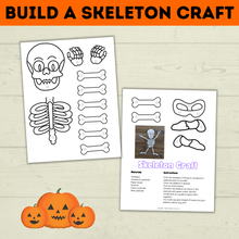 Load image into Gallery viewer, Skeleton Craft | Build a Skeleton | Halloween Craft | Kids Craft Template | Classroom Craft | Party Craft | Halloween Printables for Kids