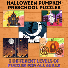 Load image into Gallery viewer, Pumpkin Halloween Puzzles for Preschoolers | Preschool Puzzles | Preschool Activities | Toddler Puzzles | Toddler Printable | Digital Puzzle