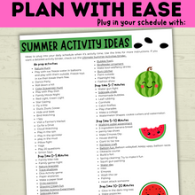 Load image into Gallery viewer, Summer Planner | Summer Schedule | Summer Activities | Summer Printable | Summer Fun | Chore Chart | Sample Schedule | Activity Ideas