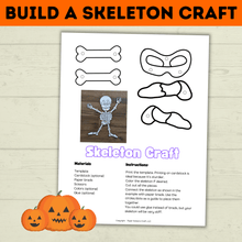 Load image into Gallery viewer, Skeleton Craft | Build a Skeleton | Halloween Craft | Kids Craft Template | Classroom Craft | Party Craft | Halloween Printables for Kids