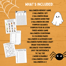 Load image into Gallery viewer, Halloween Activity Pack for Kids | Halloween Games | Halloween Activities | Kids Games | Party Games | Halloween Party | Printable Pack