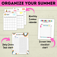 Load image into Gallery viewer, Summer Planner | Summer Schedule | Summer Activities | Summer Printable | Summer Fun | Chore Chart | Sample Schedule | Activity Ideas