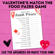 Load image into Gallery viewer, Valentine's Day Games | Valentine's Day Match Game | Food Pairs Game | Classroom Party Game | Valentine's Day Party | Kids Printables