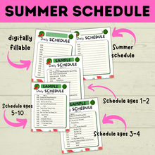 Load image into Gallery viewer, Summer Planner | Summer Schedule | Summer Activities | Summer Printable | Summer Fun | Chore Chart | Sample Schedule | Activity Ideas