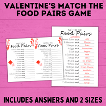 Load image into Gallery viewer, Valentine's Day Games | Valentine's Day Match Game | Food Pairs Game | Classroom Party Game | Valentine's Day Party | Kids Printables