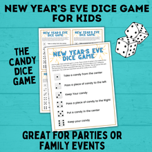 Load image into Gallery viewer, New Year's Eve Game for Kids and Family | New Year's Eve Dice Game | New Year's Eve questions | Kid's Games | Party Games | New Years