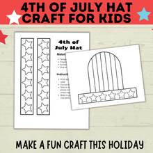 Load image into Gallery viewer, 4th of July Craft for Kids | Patriotic Hat for Kids | Kids Craft | Toddler Craft | Independence Day Craft | Hat Craft | PDF download