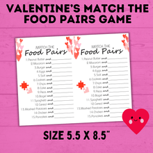 Load image into Gallery viewer, Valentine's Day Games | Valentine's Day Match Game | Food Pairs Game | Classroom Party Game | Valentine's Day Party | Kids Printables