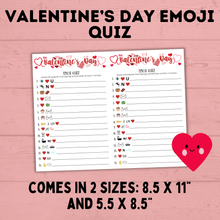 Load image into Gallery viewer, Valentine's Day Emoji Quiz | Valentine's Day Games | Valentine's Day Picture Quiz | Valentine's Day Printables | Classroom Games | Kids