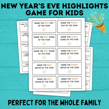 Load image into Gallery viewer, New Year's Eve Highlights Game for Kids and Family | Kids Games | New Year's Eve Games | Party Games | New Year's Eve Printable | NYE