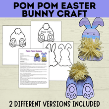 Load image into Gallery viewer, Easter Crafts | Easter Bunny Crafts | Pom Pom Easter Bunny | Kids Easter Crafts | Easter Printables | Easter Activities | Kids Crafts