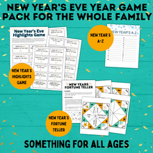 Load image into Gallery viewer, New Year's Eve Game Pack for the Whole Family | New Year's Games | Kids Games | Family Games | New Year's Eve Pictionary | Games for Kids