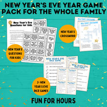 Load image into Gallery viewer, New Year's Eve Game Pack for the Whole Family | New Year's Games | Kids Games | Family Games | New Year's Eve Pictionary | Games for Kids