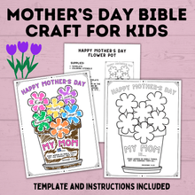 Load image into Gallery viewer, Mother's Day Craft for Kids | Bible Craft | Mother's Day Bible Craft for Kids | Kids Crafts | Toddler Crafts | Kids Printables | Mother's