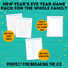 Load image into Gallery viewer, New Year's Eve Game Pack for the Whole Family | New Year's Games | Kids Games | Family Games | New Year's Eve Pictionary | Games for Kids